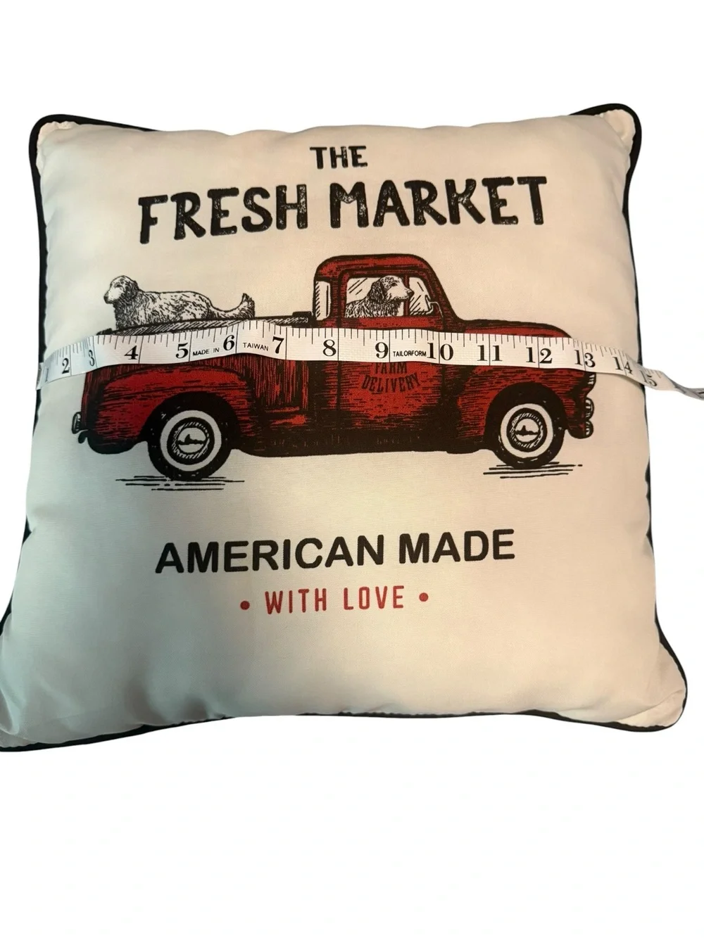 Red Truck Patriotic Dog Farmhouse Decor Indoor Summer 4th of July Market Pillow